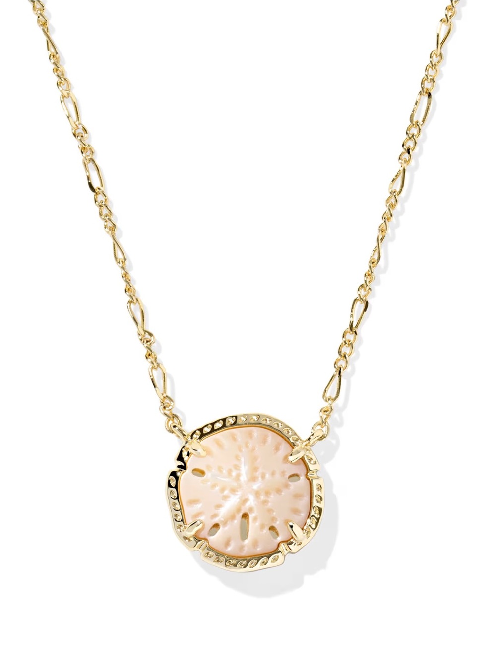 Kendra Scott Gold Necklace with Pale Pink Sand Dollar Pendant